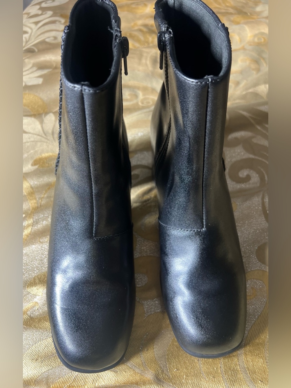 Clarks Keirsta Faye Black Leather Block Heel Ankle Boots Size 10M